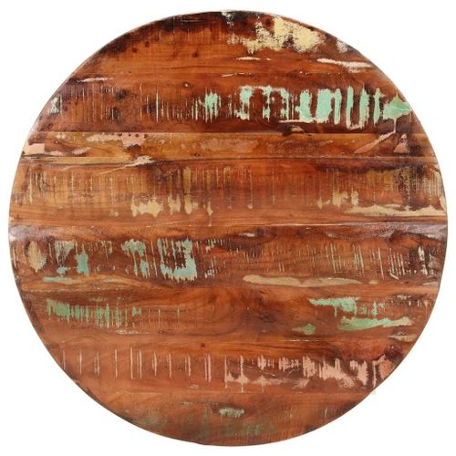 Dessus De Table Rond En Bois Massif De Recuperation | ? 80x1,5 Cm, Teck/Manguier/Pin/Hetre, Design Rustique, Surface Lisse Facile A Nettoyer, Multifonctionnel