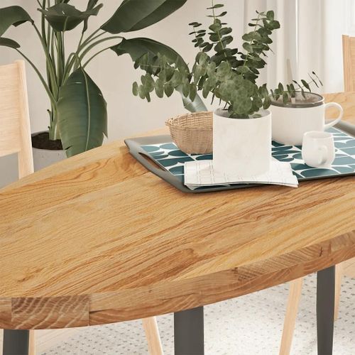 Dessus De Table En Chene Massif 140x60x4 Cm Ovale | Plateau Multifonctionnel, Surface Lisse, Resistant Aux Insectes, Pour Table Basse Ou Bar
