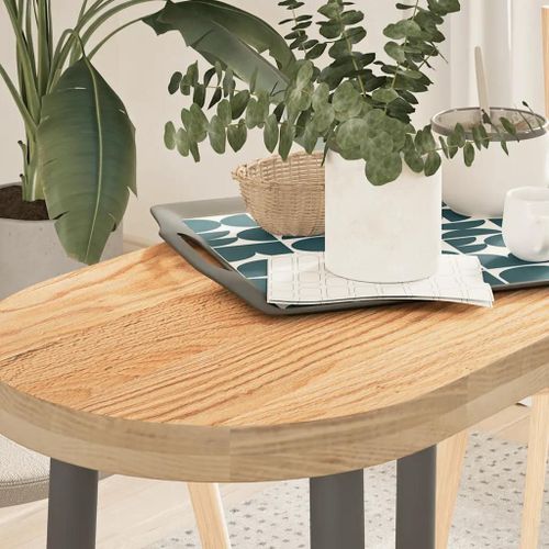 Dessus De Table En Chene Massif 80x40x4 Cm Ovale | Plateau Multifonctionnel, Renouvellement De Table, Surface Lisse Et Facile A Nettoyer