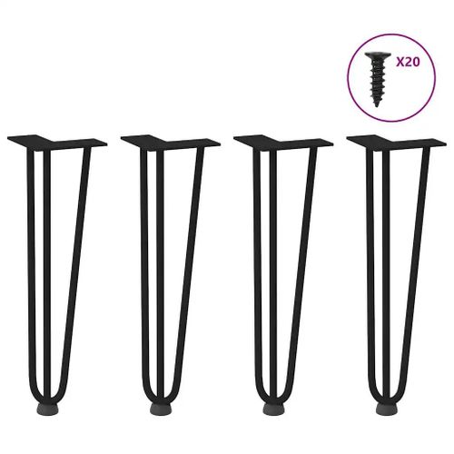 Pieds De Table Basse En Acier Massif Noir | 4 Pieces 42 Cm, Stabilite Reglable, Design Elegant, Gain De Place