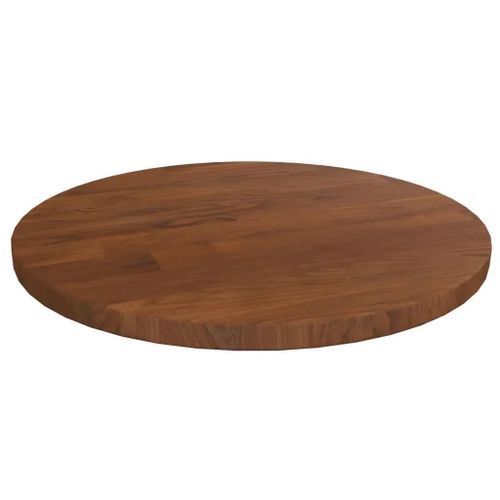 Dessus De Table Rond En Chene Massif | ?30x1,5 Cm, Marron Fonce, Multifonctionnel, Surface Traitee, Design Rustique