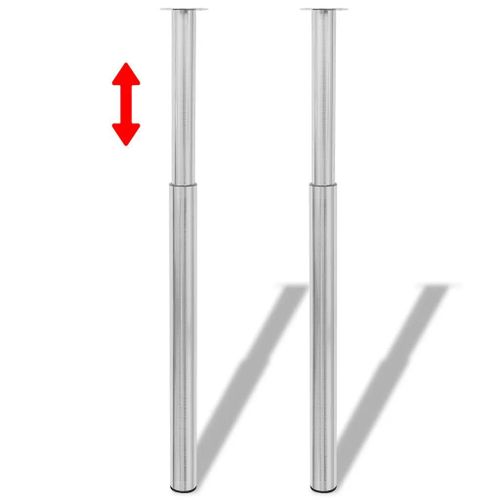 Pieds De Table Telescopiques En Nickel Brosse | 710-1100 Mm, Reglable En Hauteur, 2 Pieces, Stable Et Robuste Pour Bar, Bureau Ou Plan De Travail