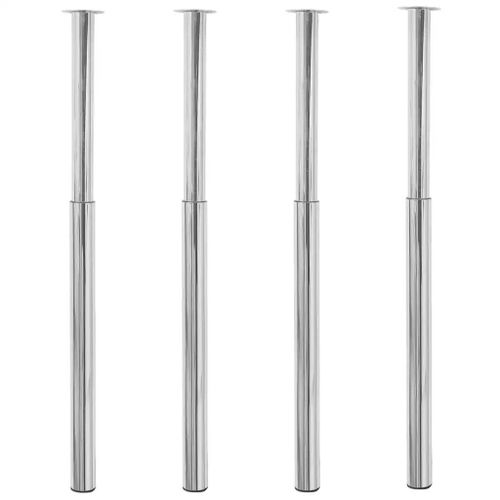 Pieds De Table Telescopiques En Chrome 4 Pcs | Reglable 710-1100 Mm, Hauteur Personnalisable, Stable Et Robuste, Multifonctionnel Pour Bar/Bureau/Cuisine