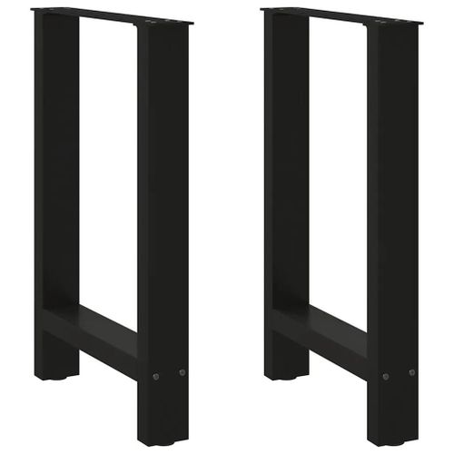 Pieds De Table A Manger En Acier Thermo-Laque Noir | 2 Pieces 50 X (72-73) Cm, Structure Robuste, Niveleurs Reglables, Gain De Place