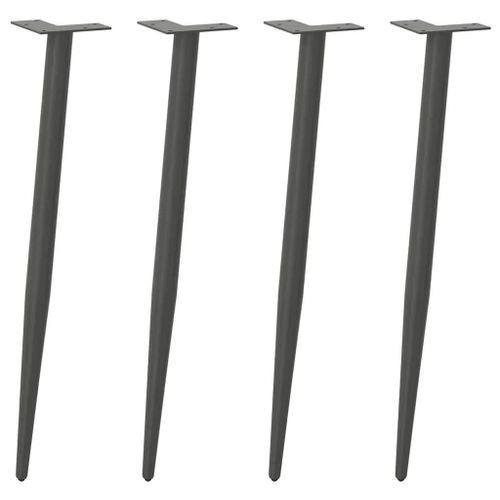 Pieds De Table Console En Acier Thermo-Laque | 4 Pieces Anthracite 72-73 Cm, Forme Conique, Stabilite Reglable, Design Moderne