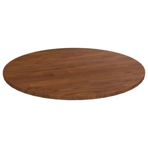 Dessus De Table Rond En Chene Massif Traite | ?60x1,5cm, Marron Fonce, Multifonctionnel, Rustique, Gain De Place