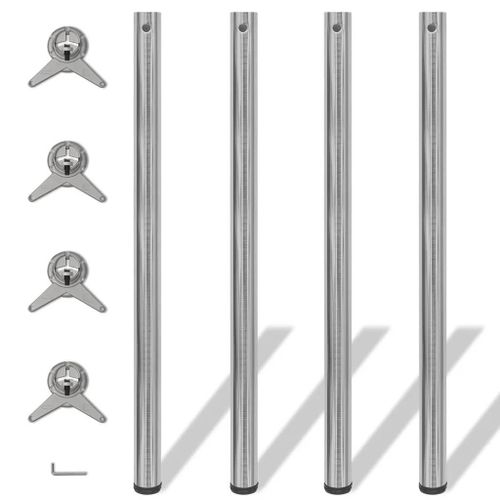 Pieds De Table Reglables En Hauteur En Nickel Brosse | 1100 Mm, 4 Pieces, Compact, Gain De Place, Multifonctionnel Pour Bar/Bureau/Plan De Travail