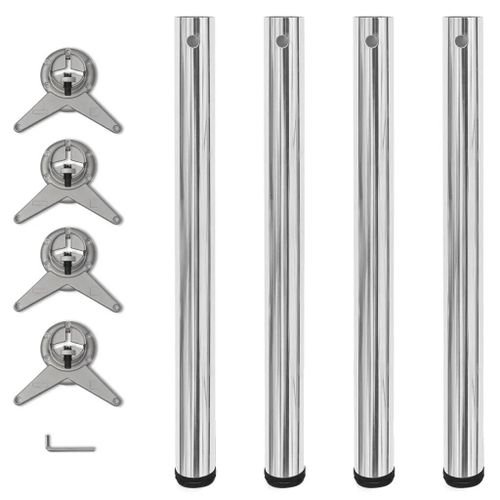 Pieds De Table Reglables En Hauteur 710 Mm Chrome | 4 Pieds, Ajustables, Stable Pour Bureau/Bar, Sols Inegaux, Montage Facile