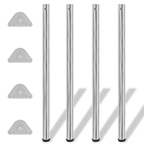 Pieds De Table Reglables En Acier Chrome | 1100 Mm, 4 Pieces, Hauteur Ajustable, Stabilisation Sols Inegaux, Multifonctionnel