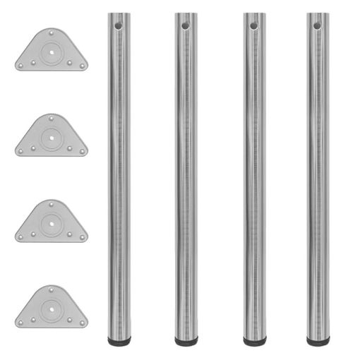 Pieds De Table Reglables En Hauteur En Nickel Brosse | 870 Mm, 4 Pieds, Stable, Ajustable Pour Sols Inegaux, Multifonctionnel
