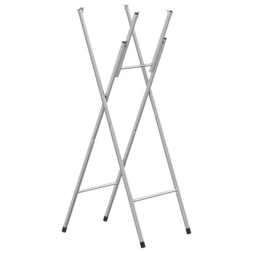 Pieds De Table De Bar Pliables En Acier Galvanise Argente | 45x53x108 Cm, Compact, Gain De Place, Stable Et Durable