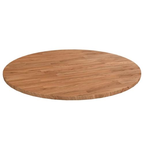 Dessus De Table Rond En Bois De Chene Massif | ?80x1,5 Cm, Surface Vernie, Multifonctionnel, Design Rustique