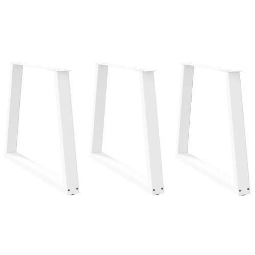 Pieds De Table A Manger En Forme De V En Acier Thermo-Laque | 3 Pieces, Blanc, 80 X (72-73,3) Cm, Stabilite Reglable, Design Moderne