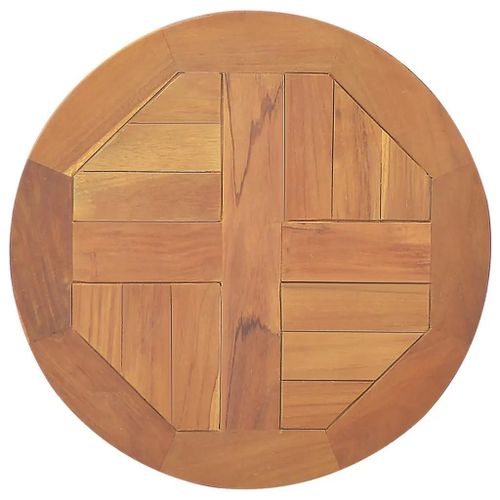 Dessus De Table En Bois De Teck Massif | Rond 40 Cm, Epaisseur 2,5 Cm, Resistant Aux Intemperies, Style Rustique, Facile A Nettoyer