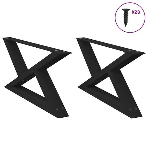 Pieds De Table Basse En Acier Thermolaque Noir | 2 Pieces, 70 X (30-31,3) Cm, Compact, Stabilite Reglable, Design Moderne