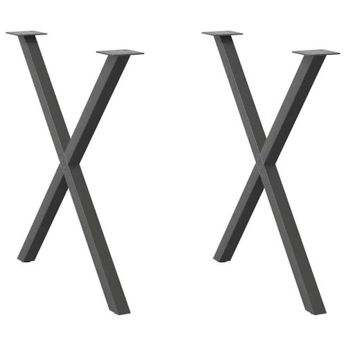 Pieds De Table A Manger En Forme De X En Acier Thermolaque | 2 Pieces Anthracite 70 X (72-73) Cm, Structure Robuste, Niveleurs Reglables, Gain De Place