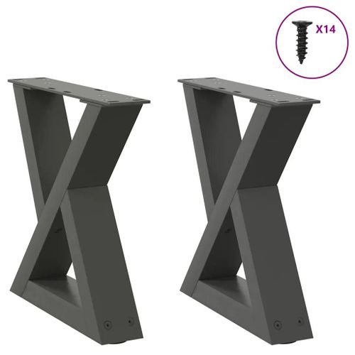 Pieds De Table Basse En Acier Thermolaque Anthracite | 2 Pieces 30 X (30-31,3) Cm, Compact, Stabilite Reglable, Design Moderne