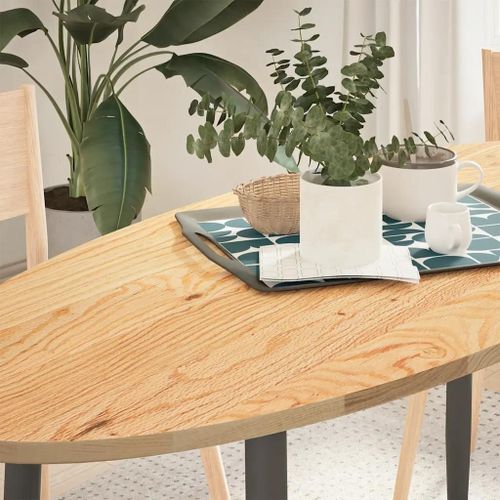 Dessus De Table En Chene Massif 140x60x2 Cm Ovale | Plateau Multifonctionnel, Surface Lisse, Resistant Aux Insectes, Pour Table Basse Ou Bar