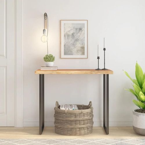 Dessus De Table Rectangulaire En Bois Massif Acacia | 100x40x2,5 Cm, Bord Vivant Rustique, Polyvalent Pour Table De Bar Ou D'appoint, Durable Et Facile A Nettoyer