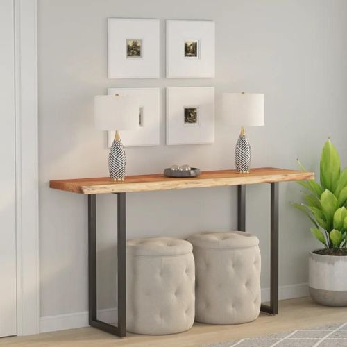 Dessus De Table Rectangulaire En Bois Massif Acacia | 110x40x2,5 Cm, Bord Vivant Rustique, Surface Facile A Nettoyer, Multifonctionnel