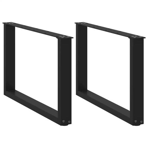 Pieds De Table Basse En U En Acier Thermolaque Noir | 2 Pieces 70 X (42-43) Cm, Structure Robuste, Niveleurs Reglables, Gain De Place