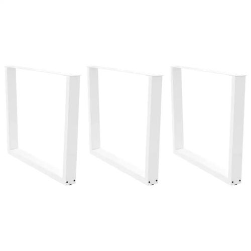 Pieds De Table A Manger En Forme De V En Acier Thermo-Laque | 3 Pieces, Blanc, 100 X (72-73,3) Cm, Stabilite Reglable, Design Moderne