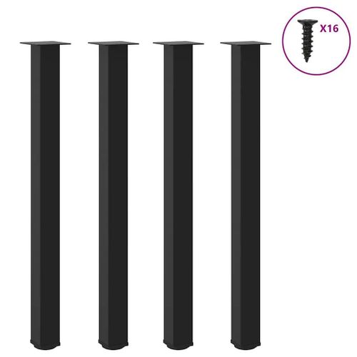 Pieds De Table De Bar En Acier Thermolaque Noir | 4 Pieces, Hauteur Reglable 110-112 Cm, Stabilite Optimale, Design Moderne