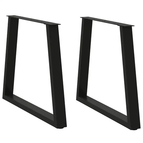 Pieds De Table A Manger En V En Acier Thermolaque | 2 Pieces Noir 80 X (72-73,3) Cm, Compact, Stabilite Reglable, Design Moderne