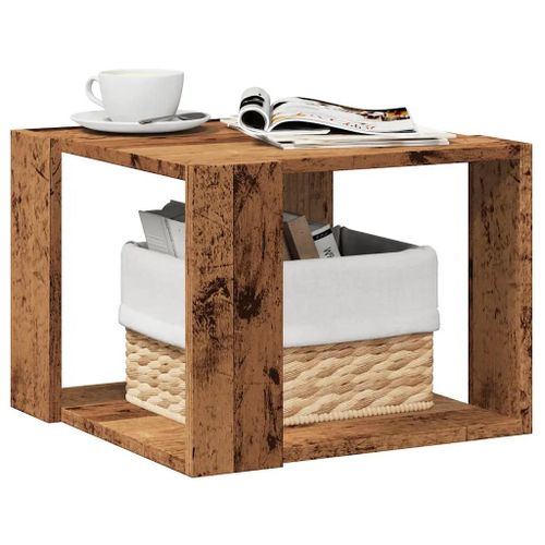 Table Basse En Bois D'ingenierie Vieux Bois | 40x40x30 Cm, Compact, Gain De Place, Multifonctionnel