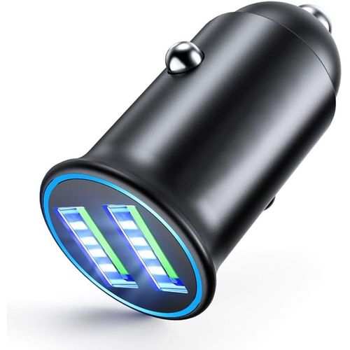 Baertmy-Chargeur Voiture 3.0 Mini Chargeur 2 Ports Usb - Compact Taille 5v/2.4a/24w ¿ Compatible Avec Iphone 16/15/14/13, Ipad, Samsung S25/S24/S23/S22/Note/Plus, Xiaomi, Huawei, Oppo Etc. - Noir