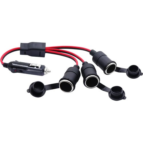 BAERTMY-Adaptateur Répartiteur Allume-Cigare 1 À 3 Voies 12V 24V,3 Voies Allume-Cigare Câble D'Extension Avec Fusible 20 A Pour Onduleur De Voiture,Pompe À Pneu, Compresseur D'Air (30Cm)