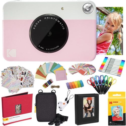NAERYUT-Printomatic Instant Camera (Pink) All-In-One Package Zink Photo Paper (20 Sheets) And Much More