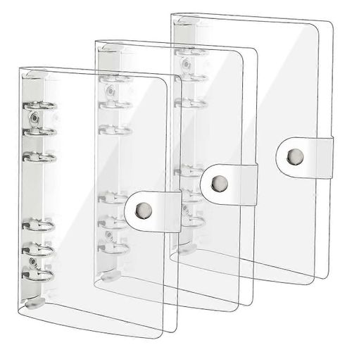 Lot De 3 A6 Transparent En Pvc Souple À 6 Anneaux Couverture De Classeur Transparent Couverture De Cahier A6 Pour Cahier Rechargeable