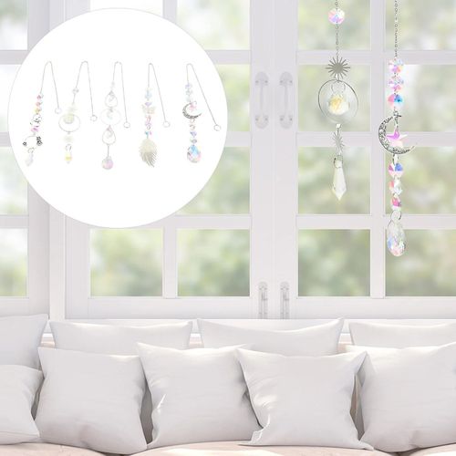 Attrape-soleil en cristal pour fenêtres, prisme lumineux, décoration citroalliage, 5 pièces