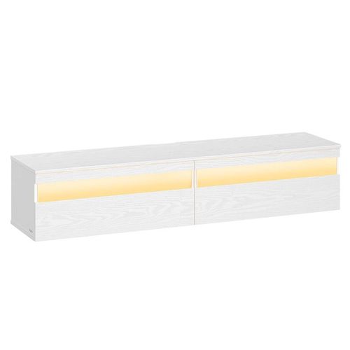Meuble Tv Suspendu, Étagère Murale Pour Salon, Adapté À Divers Téléviseurs, Table Tv, Pour Salon, Style Moderne, 147 X 35 X 30 Cm, Blanc Neige