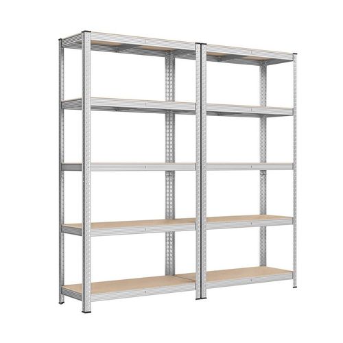 Lot De 2 Étagères De Rangement À 4 Niveaux, 40 X 80 X 160 Cm, Capacité 520 Kg, Planches Réglables, Style Industriel, Pour Cuisine, Salon, Argent