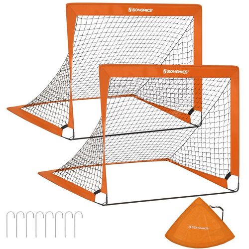 Lot De 2 Cages De Football Pour Enfants, Filet De Football, Montage Rapide, Pour Jardin, Cours, Cadre En Fibre De Verre, Tissu Oxford Et Polyester