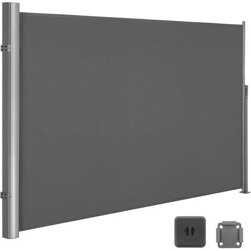 Paravent extérieur Alu Store latéral 400 x 160cm Auvent rétractable extérieur brise vue pour terrasse Paravent retractable - Gris foncé