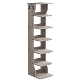 Étagère À Chaussures Fine, Meuble De Rangement Sur Pieds 6 Niveaux, Gain De Place, Pour Entrée, Coin, Rangement Chaussures, Grège Chiné