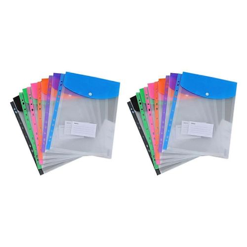 Classeur Pochette Organizer Folders, Pack de 12 Dossiers extensibles Enveloppes en plastique Classeurs pour classeur à anneaux 2/3/4