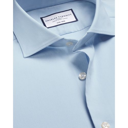 Chemise En Sergé Performance Sans Repassage - Bleu Ciel Pour Homme Par Charles Tyrwhitt