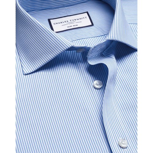 Chemise À Rayures Bengale Et Col Cutaway Sans Repassage - Bleu Ciel Pour Homme Par Charles Tyrwhitt
