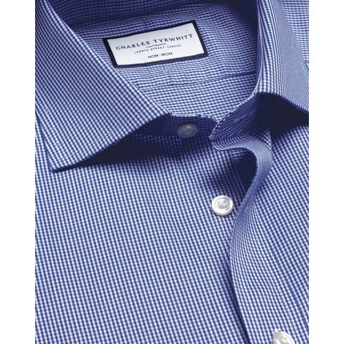 Chemise Pied-De-Poule À Col Cutaway Sans Repassage - Bleu Roi En Bleu Royal Pour Homme Par Charles Tyrwhitt