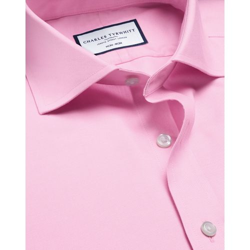 Chemise Col Cutaway Sergé Sans Repassage - Rose Pour Homme Par Charles Tyrwhitt