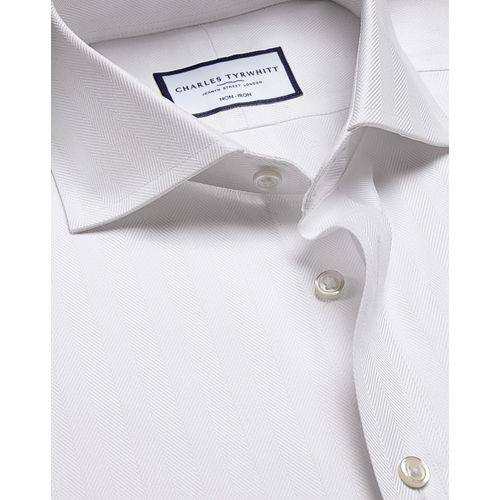 Chemise À Chevrons Et Col Cutaway Sans Repassage - Blanc Pour Homme Par Charles Tyrwhitt