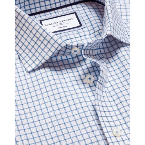 Chemise À Tissage Westminster À Carreaux Sans Repassage - Bleu Océan Pour Homme Par Charles Tyrwhitt