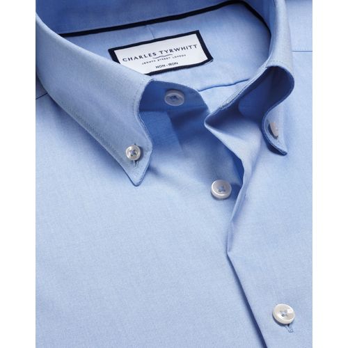 Chemise À Tissage Oxford À Col Boutonné Sans Repassage - Bleu Ciel Pour Homme Par Charles Tyrwhitt