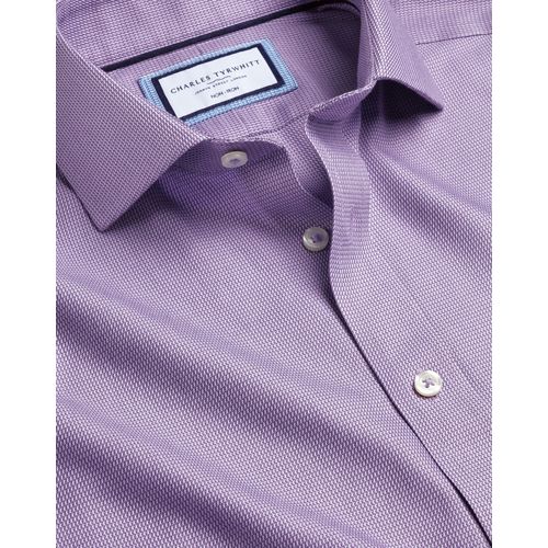 Chemise À Tissage Mayfair Et Col Italien Sans Repassage - Lilas Pour Homme Par Charles Tyrwhitt