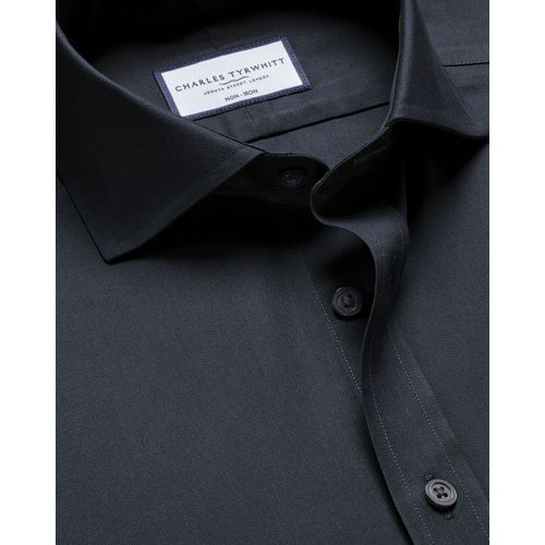 Chemise En Sergé Sans Repassage - Gris Anthracite En Charbon Pour Homme Par Charles Tyrwhitt