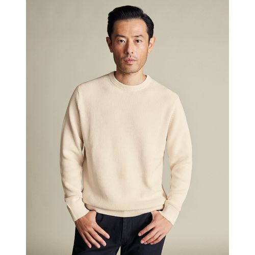 Pull À Col Rond En Coton Côtelé - Crème Pour Homme Par Charles Tyrwhitt
